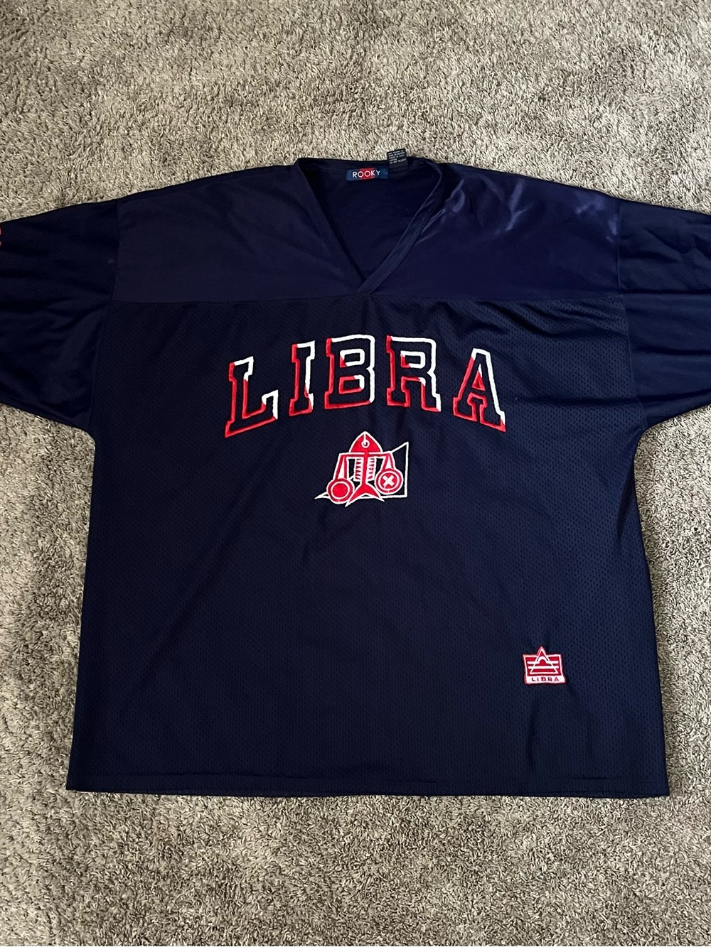 Vintage Rooky Navy Blue Jersey Zodiac Sign Libra Men